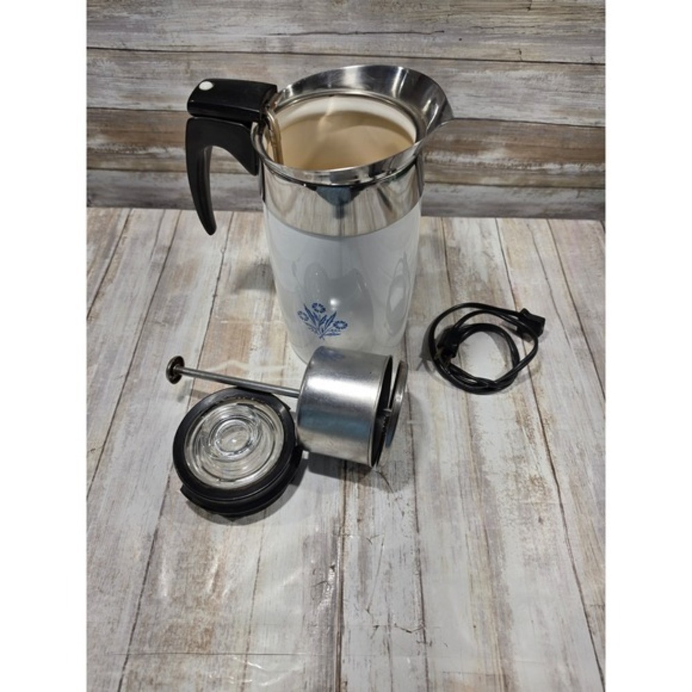 Vintage Corning Ware Blue Cornflower 10 Cup Electric Coffee Percolator P-121 - Picture 6 of 14